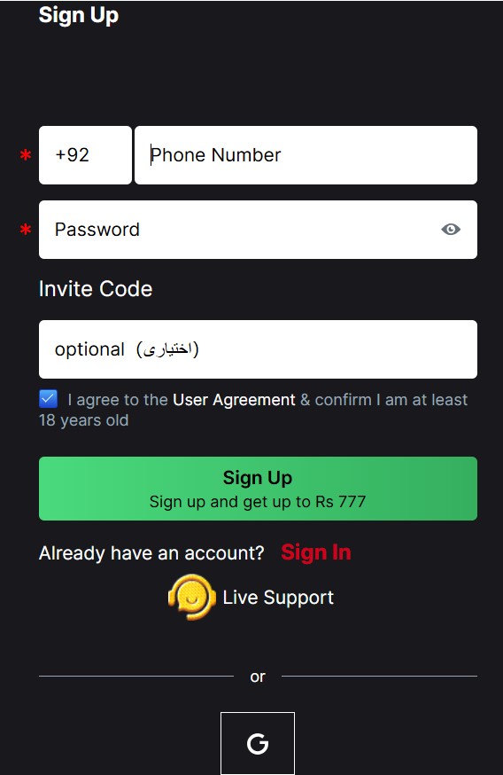 Crore Game Registration